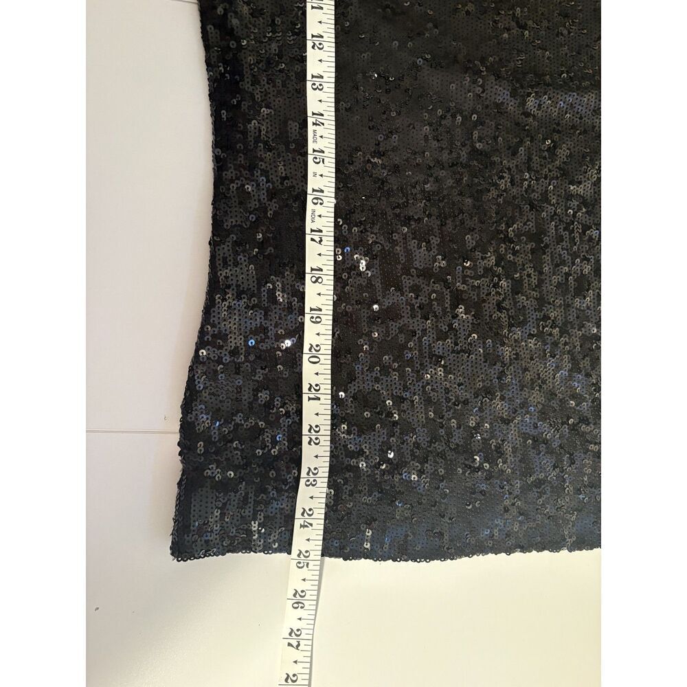 Tory Burch Black Sequin Long Sleeve Top Sparkly Party Evening Blouse - Picture 5 of 6
